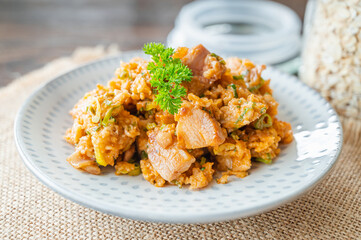 オートミールでチキンライス風ごはん