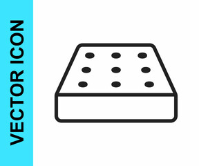 Black line Mattress icon isolated on white background. Padded comfortable sleeping bed mattress. Vector