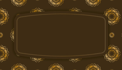 Brown banner with vintage gold ornament for design under the text