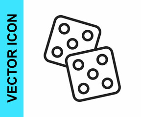 Black line Game dice icon isolated on white background. Casino gambling. Vector