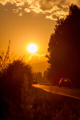 sunset on the road