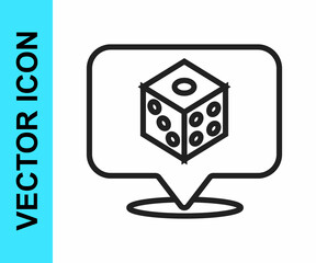 Obraz premium Black line Game dice icon isolated on white background. Casino gambling. Vector