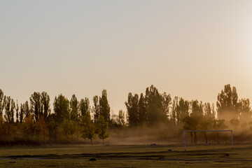 misty morning sunrise