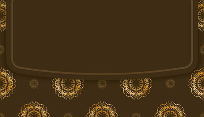 Brown banner with vintage gold pattern for design under your text