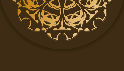 Brown banner with abstract gold ornament for design under your text