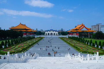 TAIPEI, TAIWAN - February 10, 2020: Chiang Kai-Shek Memorial Hall on a sunny day