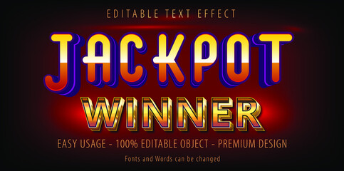 Golden Jackpot Text Effect. Metal typeface withy golden bars and stars inside. Luxury alphabet design for casino, premium business. Vector golden glossy three dimensional font effect in orange and yel