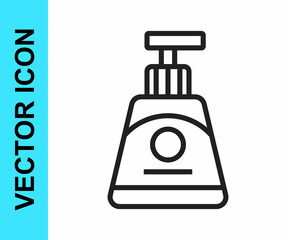 Black line Cream or lotion cosmetic tube icon isolated on white background. Body care products for woman. Vector