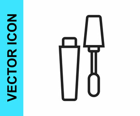 Black line Mascara brush icon isolated on white background. Vector