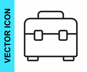Black line Toolbox icon isolated on white background. Tool box sign. Vector