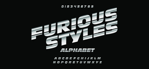 Fototapeta na wymiar Fast and furious style fonts. Sport, motorcycle, for movie technology, racing logo design. Vector.