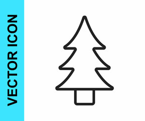 Black line Tree icon isolated on white background. Forest symbol. Vector