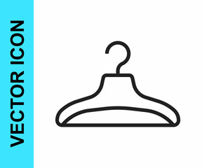 Black line Hanger wardrobe icon isolated on white background. Cloakroom icon. Clothes service symbol. Laundry hanger sign. Vector
