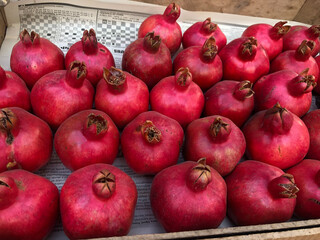closeup of pomegranates on the market