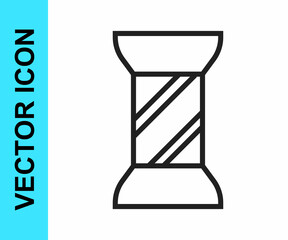 Black line Sewing thread on spool icon isolated on white background. Yarn spool. Thread bobbin. Vector