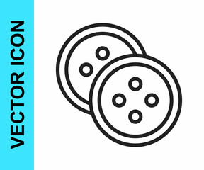 Black line Sewing button for clothes icon isolated on white background. Clothing button. Vector