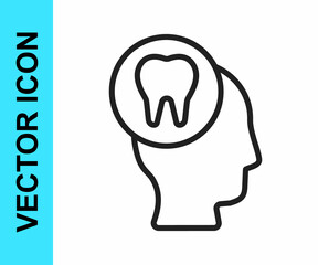 Black line Toothache icon isolated on white background. Vector