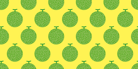 Melon illustration background. Seamless pattern.Vector. メロンのパターン　背景素材
