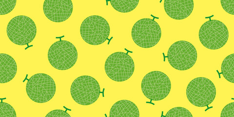 Melon illustration background. Seamless pattern.Vector. メロンのパターン　背景素材