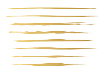 金色の和風な筆の線の素材セット