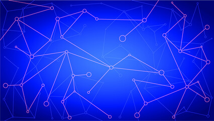 The connection is characteristic of molecular technology with geometric shapes on a dark blue background. Illustration Vector