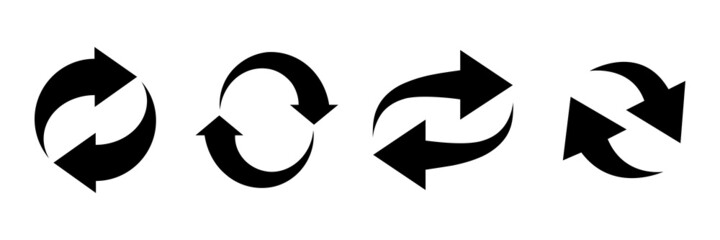 Set of circle arrow icons. Recycling icon. Circular arrows. Refresh and reload arrow icon. Arrows flat sign. Repeat cycle symbol. Infographic isolated on white background