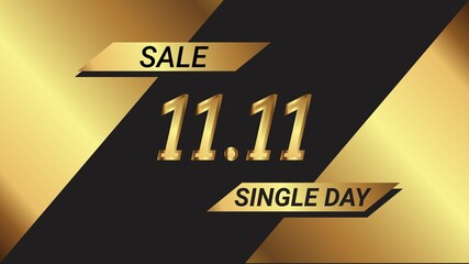Singles Day sale November 11th with a black and gold theme.