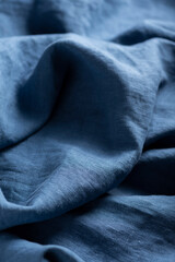 Pure linen fabric in blue colo