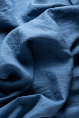 Pure linen fabric in blue colo