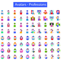 Avatars doing different profession and with different background styles