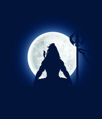 Lord mahadev Graphic trendy design in full moon,