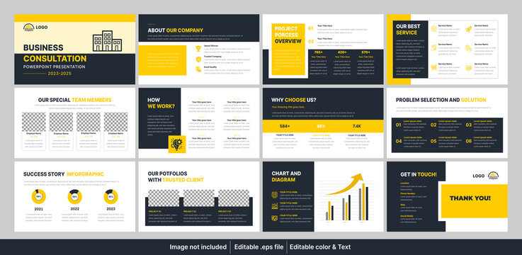 Business consultation PowerPoint presentation template and corporate business presentation template design 