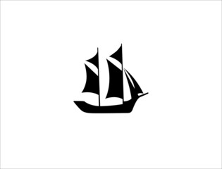 Simple Sailboat ship line art logo design