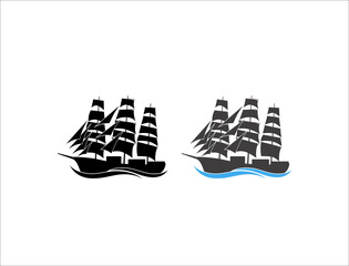 Fototapeta na wymiar Simple Sailboat ship line art logo design