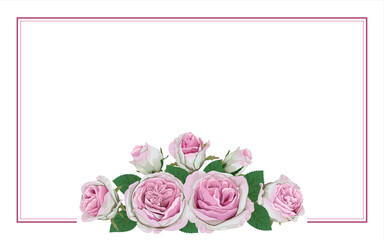 floral frame wedding invitation template. pink roses.