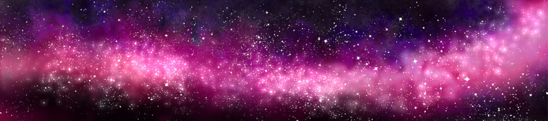 Space background with realistic nebula and lots of shining stars. Infinite universe and starry night. Colorful cosmos with stardust and the Milky Way. 