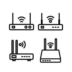 Internet service wireless router or modem with wifi signal flat vector icon for apps and websites