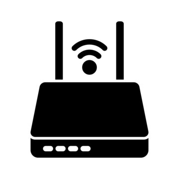 recommend clip art: Internet service wireless router or modem with wifi signal flat vector icon for apps and websites