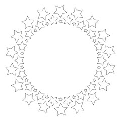 frame of black stars arranged in a circle, vector illustration, design element