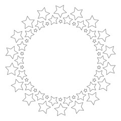 frame of black stars arranged in a circle, vector illustration, design element