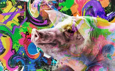 Foto op Canvas watercolor painting of pig © reznik_val