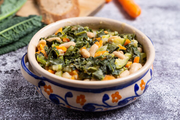 Black cabbage and bean soup. Excellent for a healthy and vegan dinner