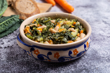 Black cabbage and bean soup. Excellent for a healthy and vegan dinner