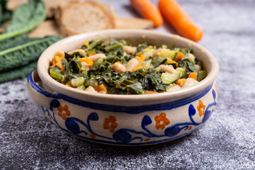 Black cabbage and bean soup. Excellent for a healthy and vegan dinner
