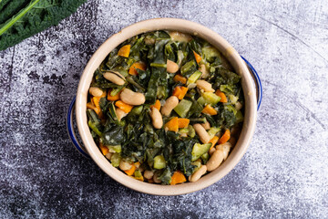 Black cabbage and bean soup. Excellent for a healthy and vegan dinner