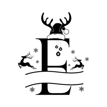 e Christmas Monogram, Christmas Split Letters, Christmas Split Alphabet