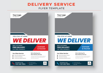 Delivery Service Flyer, Fast Delivery Flyer, We deliver Courier Flyer, Postman Courier Man flyer