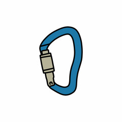 climbing carabiner doodle icon, vector illustration