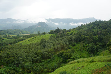 Beautiful natural scenery of mountains and forests of Nan province, Thailand.