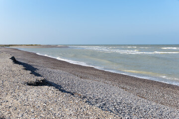 Eroded white road in the bay of Somme